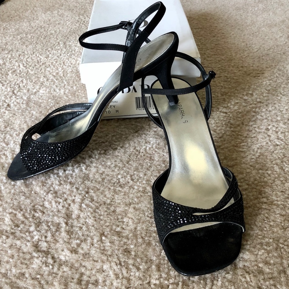 Black sequined heels, size 10M
